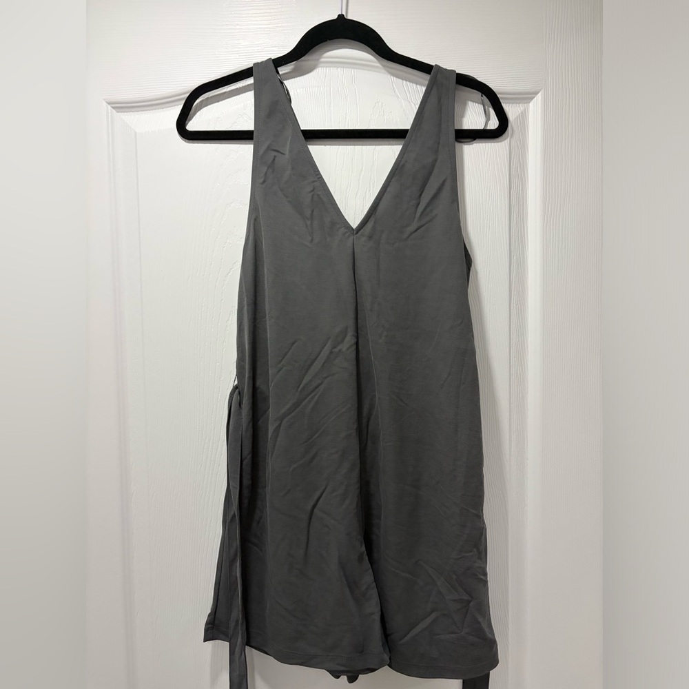Zara Gray V-Neck Midi Dress